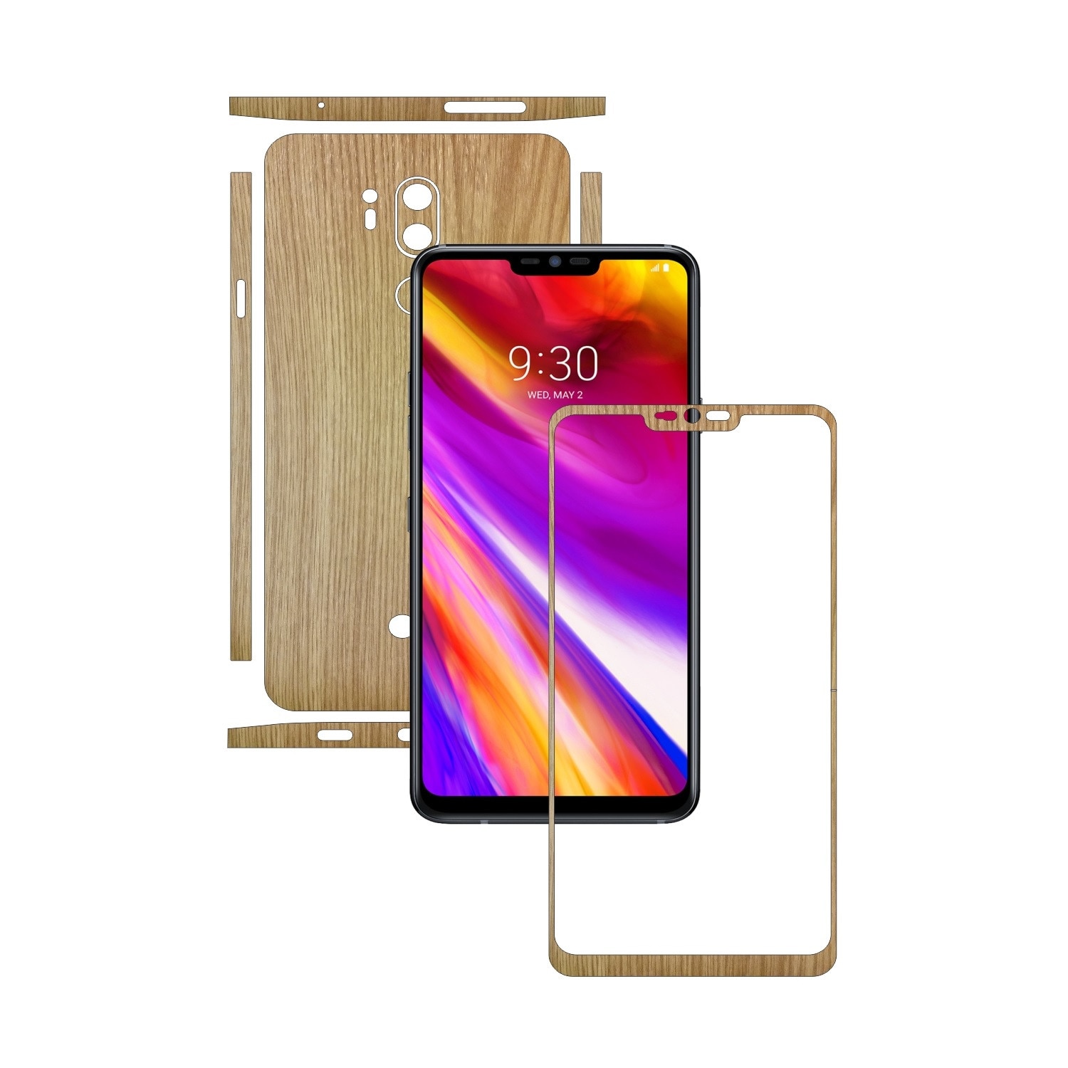 Folie de protectie Carbon Skinz, Husa de tip Skin Adeziv pentru Carcasa, Lemn Stejar dedicata LG G7 ThinQ