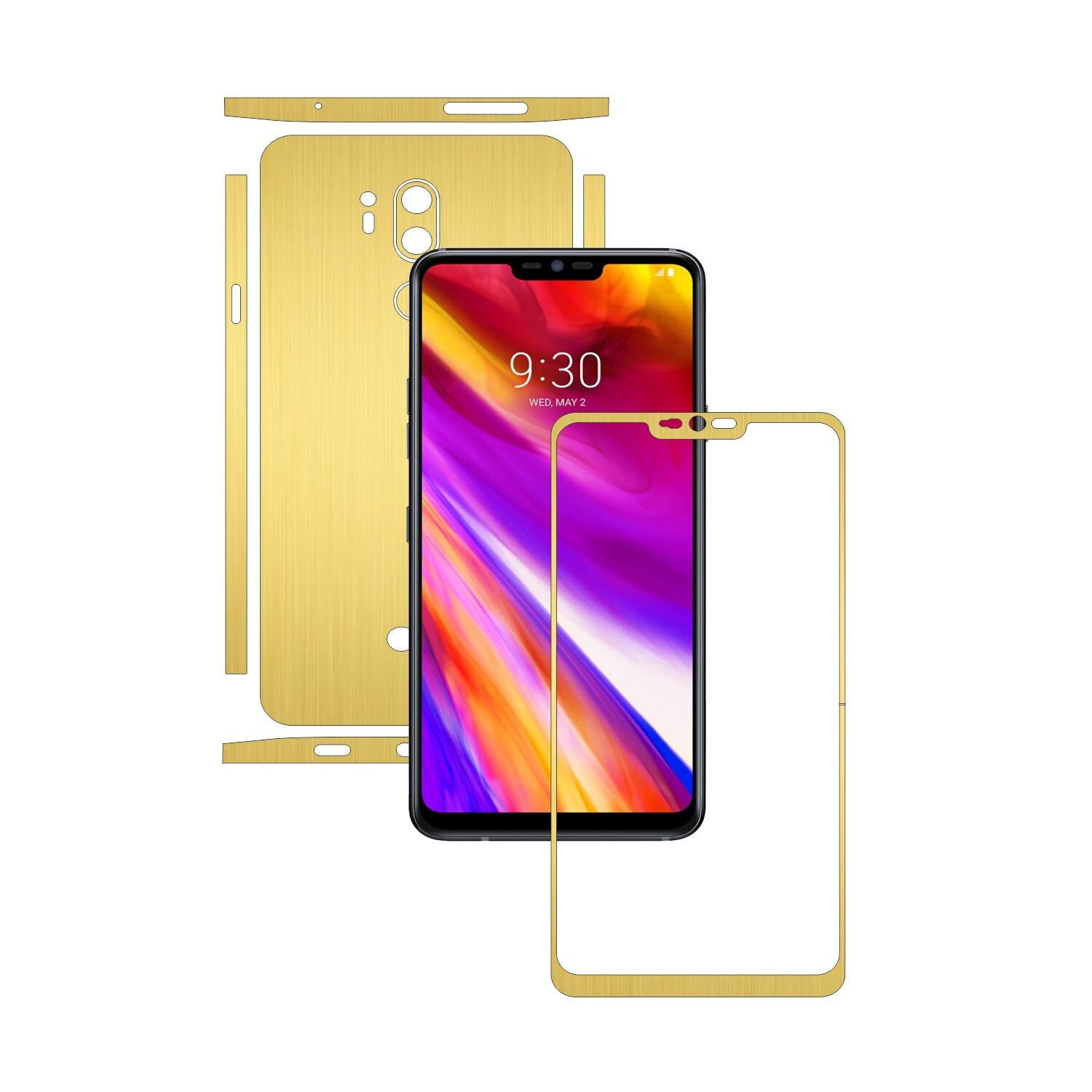 Folie de protectie Carbon Skinz, Husa de tip Skin Adeziv pentru Carcasa, Brushed Auriu dedicata LG G7 ThinQ