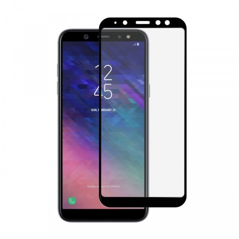 Folie protectie IMPORTGSM pentru Samsung Galaxy A6 Plus 2018, Tempered Glass, Full Cover, 5D, Margini Curbate, Full Glue, Neagra