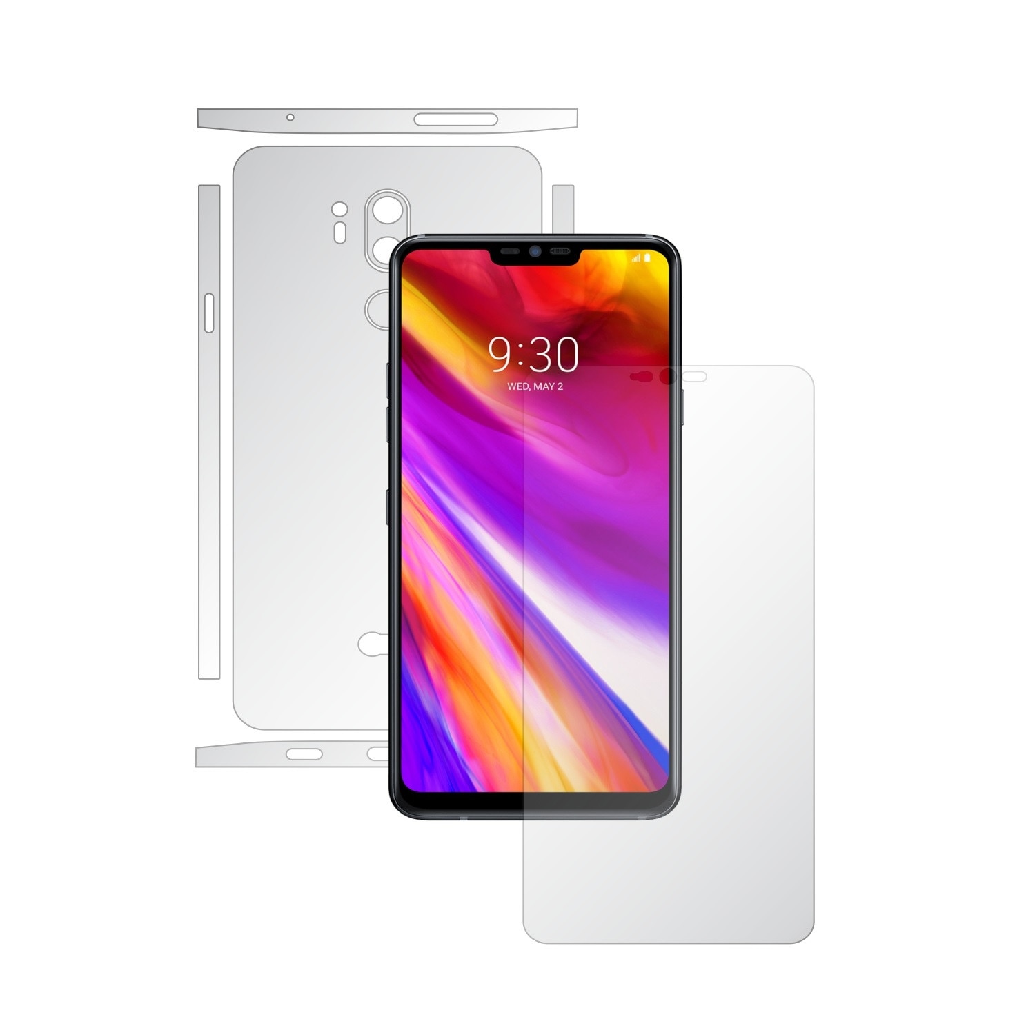 1 + 1 GRATUIT - LG G7 ThinQ - Invisible Skinz HD - Folie Protectie Siliconica Ultra-Clear pentru Ecran,Carcasa Spate si Laterale, Husa Transparenta Full Body Cover Edge to Edge de tip Skin Adeziv