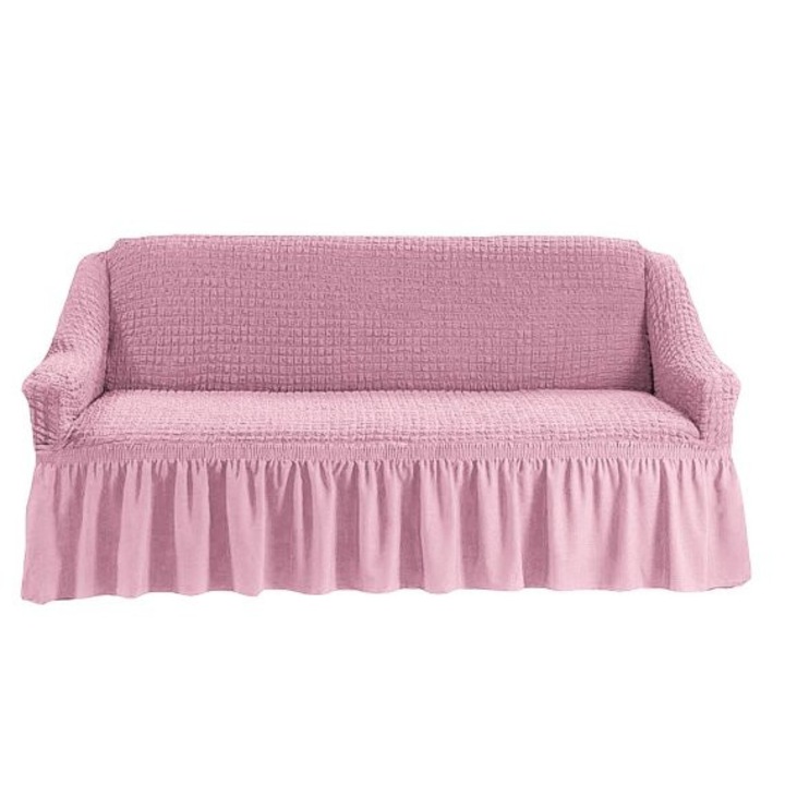 Husa pentru canapea 3 locuri, roz, elastica