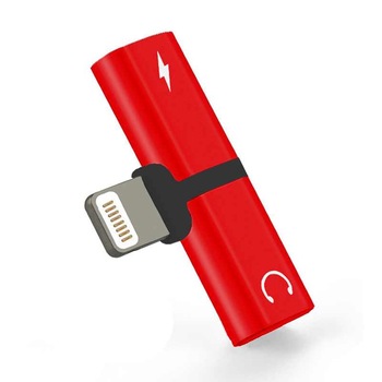 Adaptor 2in1 iPhone, iPad, Lightning, casti si charger, high quality Bibilel Splitter, Rosu, BBL555 Adaptor 2in1 iPhone, iPad, Lightning, casti si charger, high quality Bibilel Splitter, Rosu, BBL555