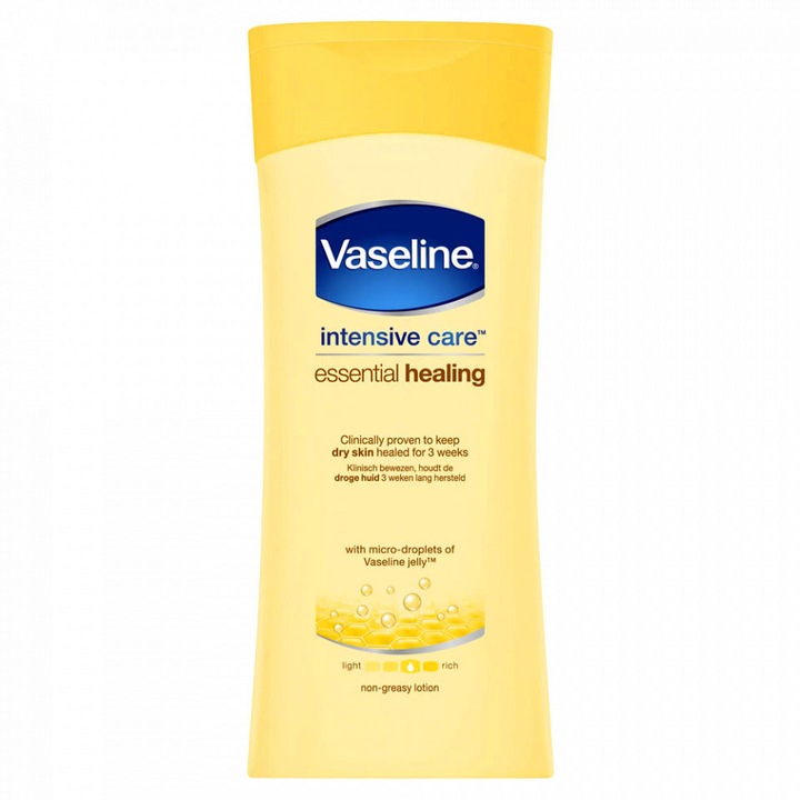 Lotiune de corp pentru piele uscata si sensibila Vaseline Intensive Care Essential Healing, 200 ml