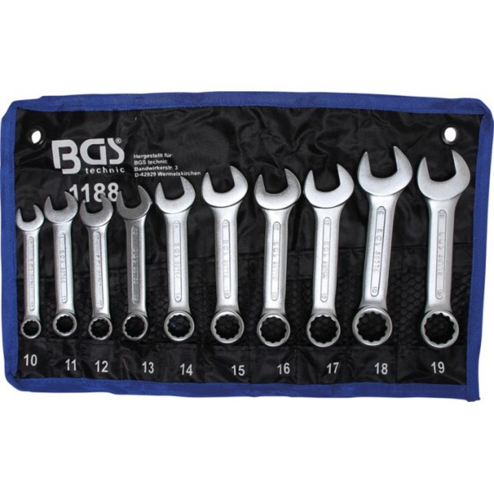 Set chei combinate, scurte 10 - 19 mm 10 piese BGS