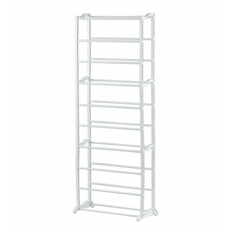 Suport Raft pentru Depozitare Incaltaminte, 10 Nivele, Dimensiuni 140x55cm, Culoare Alb