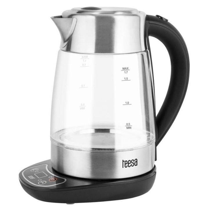Fierbator electric tip cana Teesa, afisaj Led, capacitate 1,7L, baza rotire 360 grade