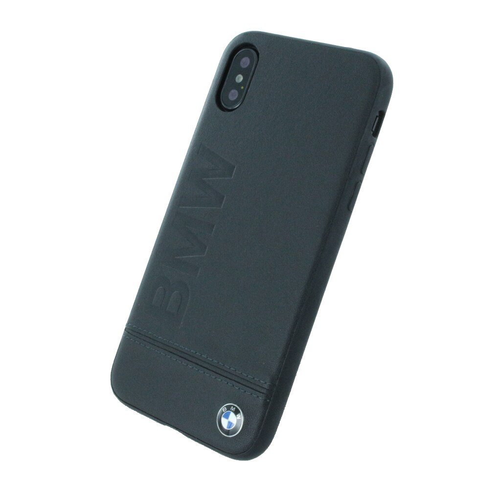 Husa de piele BMW Signature Logo Imprint pentru Apple iPhone Xs Max Negru