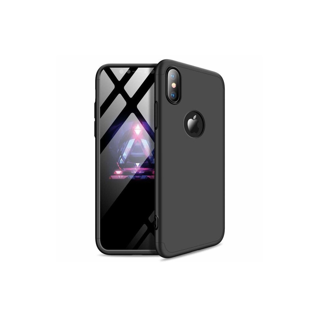 Husa iPhone Xs Max GKK 360 Logo Cut + folie protectie display Negru