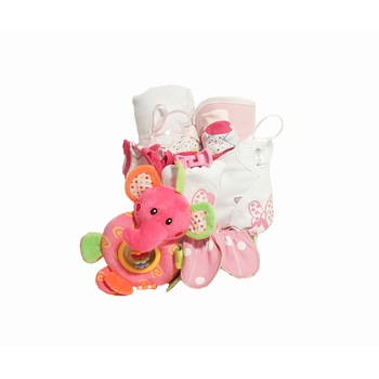 Cos cadou Handmade Minis Boutique, elefant roz, 0-3 luni Cos cadou Handmade Minis Boutique, elefant roz, 0-3 luni