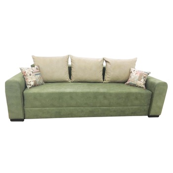 Canapea extensibila Trendy, MobAmbient, Verde, material textil, extensie din plasa de arcuri tip relaxa, cu lada de depozitare, 3 perne mari si 2 perne mici incluse, 240 x140 cm Canapea extensibila Trendy, MobAmbient, Verde, material textil, extensie din plasa de arcuri tip relaxa, cu lada de depozitare, 3 perne mari si 2 perne mici incluse, 240 x140 cm