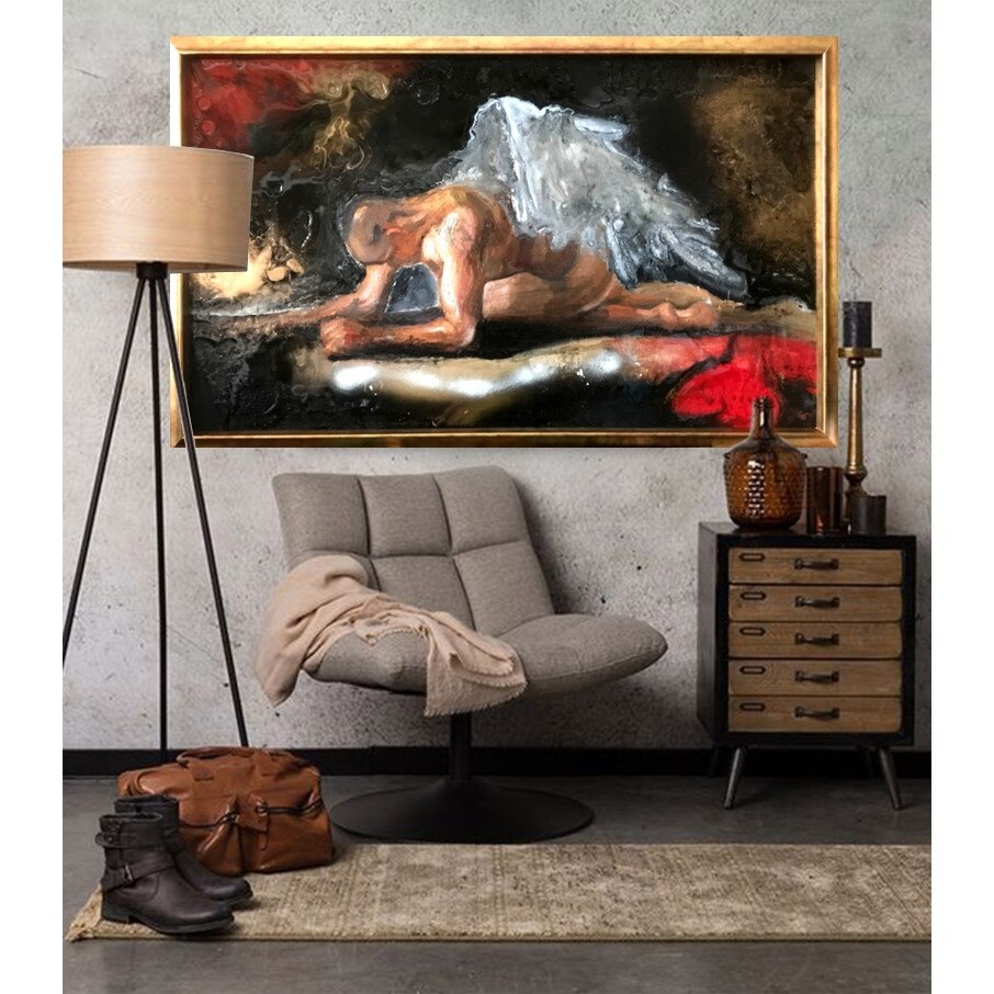 Portret cu fetita pictat dupa fotografie, tablou pictat manual in ulei pe panza, Mainframe, 40x60cm