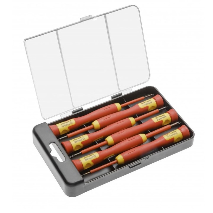 Set surubelnite precizie / electronica, izolate 1000V, CrMo, 6 piese/set