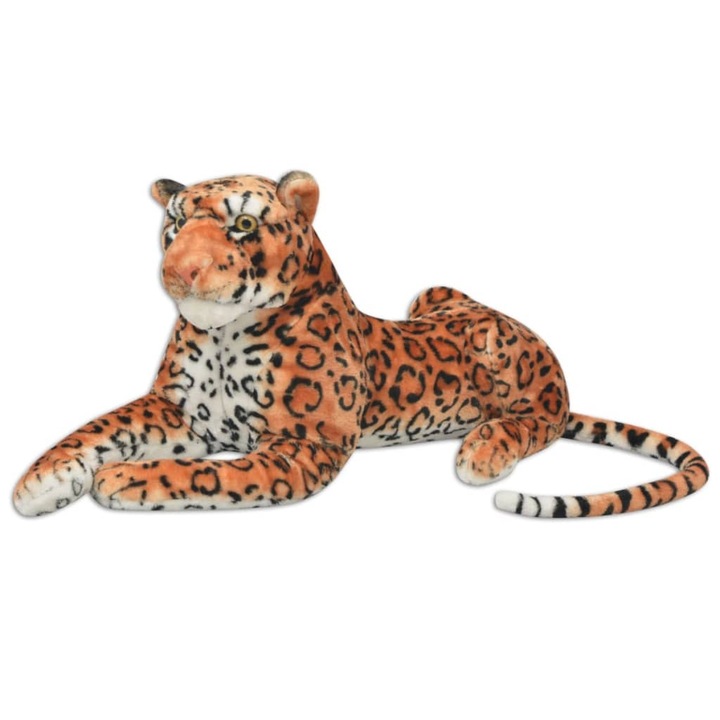 Leopard de jucarie din plus, vidaXL, Maro, 146 x 39 cm
