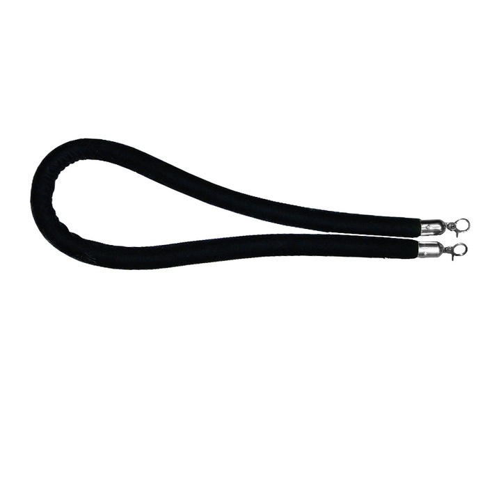 Cordon delimitare negru catifea cu capete metal cromat