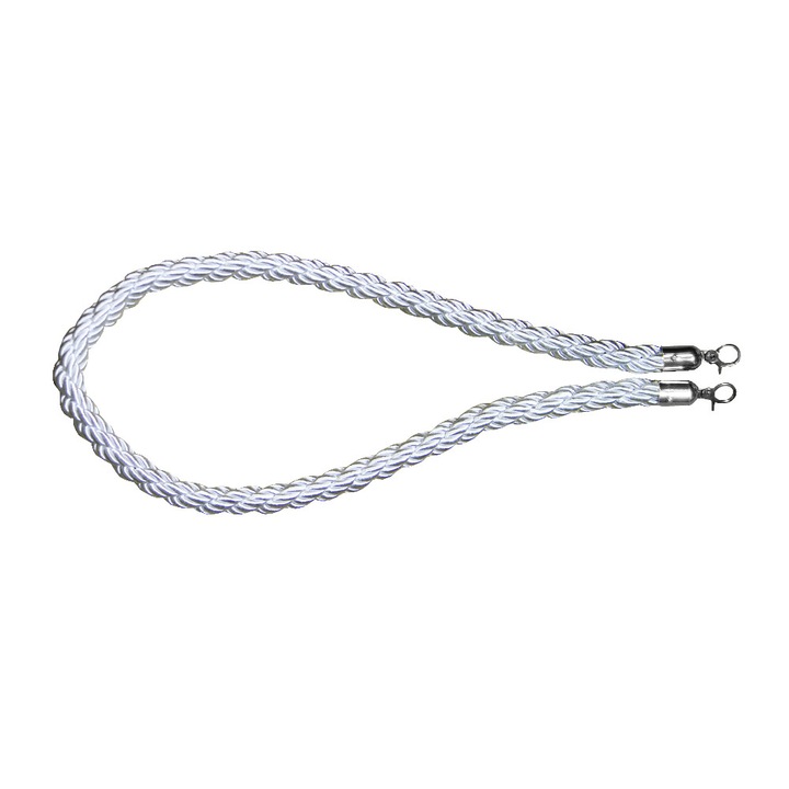 Cordon delimitare alb tip sfoara cu capete metal crom