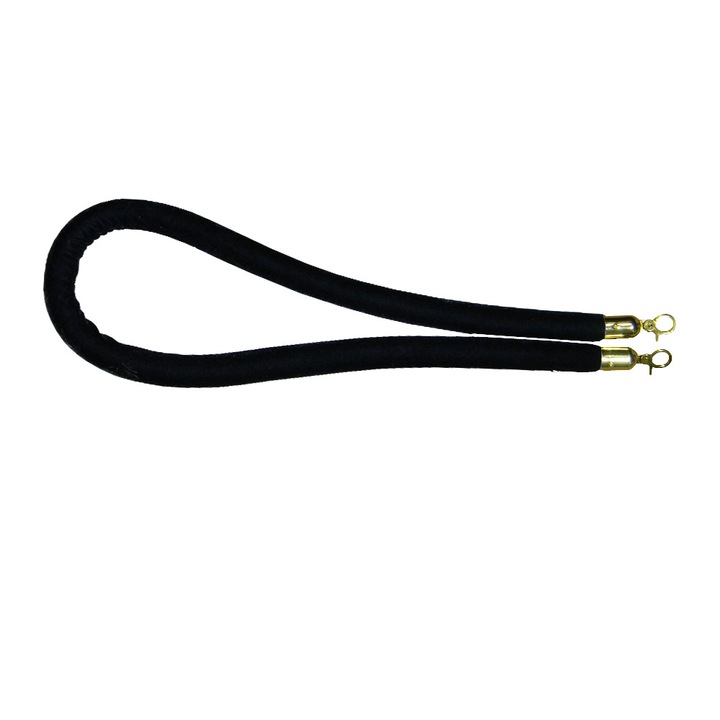 Cordon delimitare negru catifea cu capete metal auriu