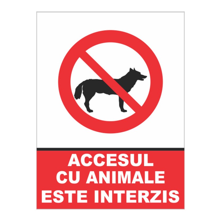 Indicator autocolant - Accesul cu animale este interzis, 15x20 cm