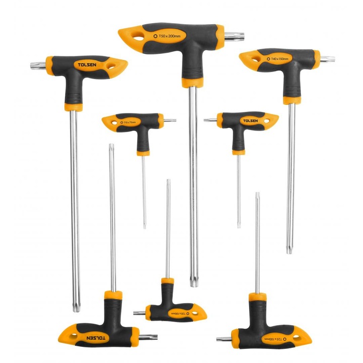 Професионален комплект от 8 torx отвертки с T дръжка Tolsen, 20061