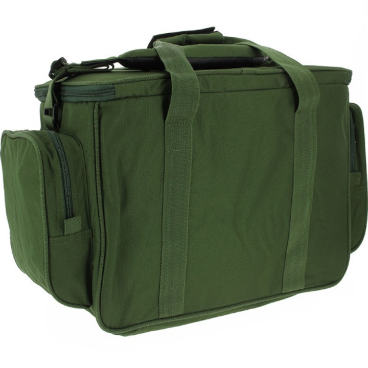 Borsa Termica NGT Carryall Verde Oliva – Scomparto Isolato, 3 Tasche Con Zip E Tasca Anteriore In Rete, Manico E Tracolla Imbottiti