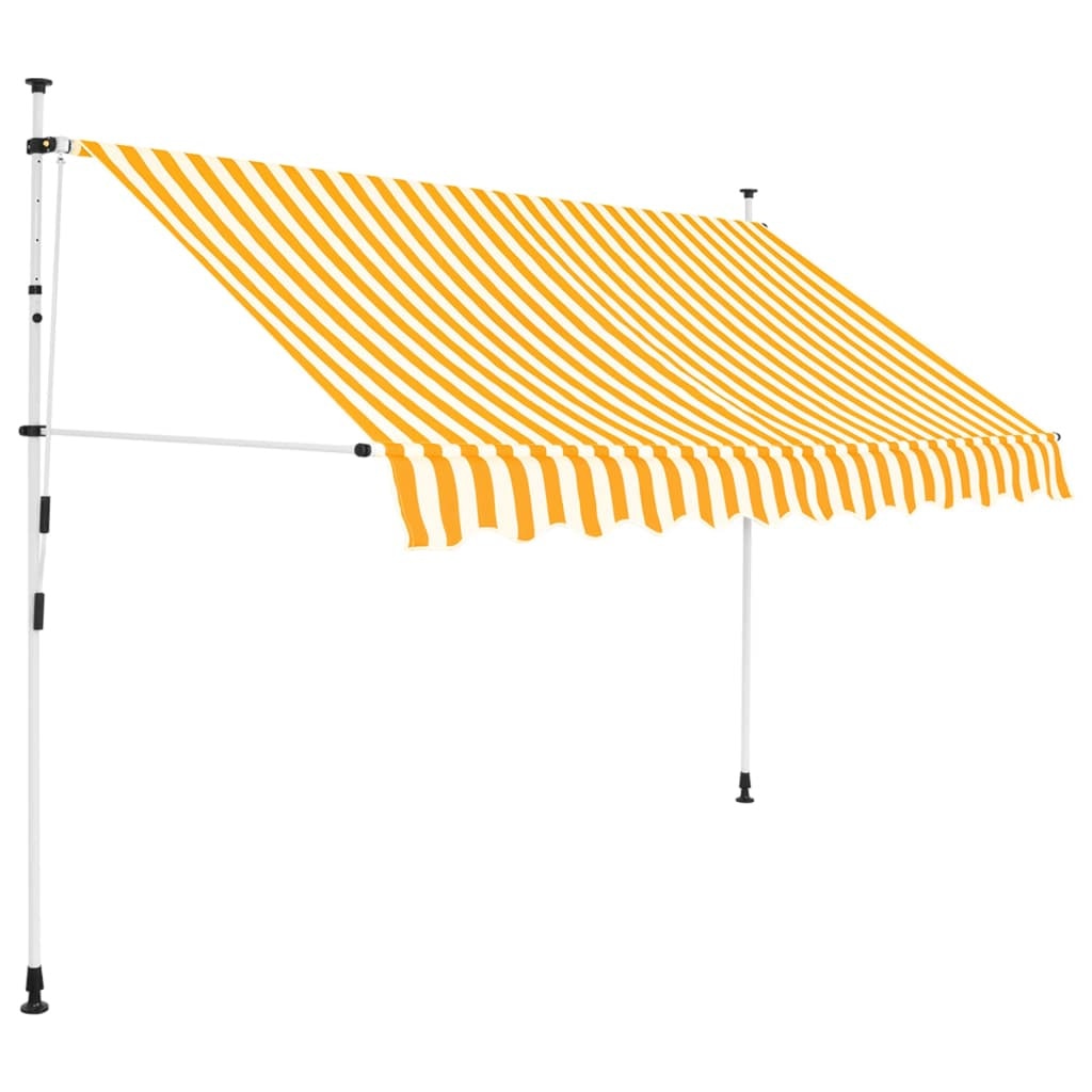 Copertina retractabila manual, vidaXL, Tesatura, Galben si alb, 300 cm