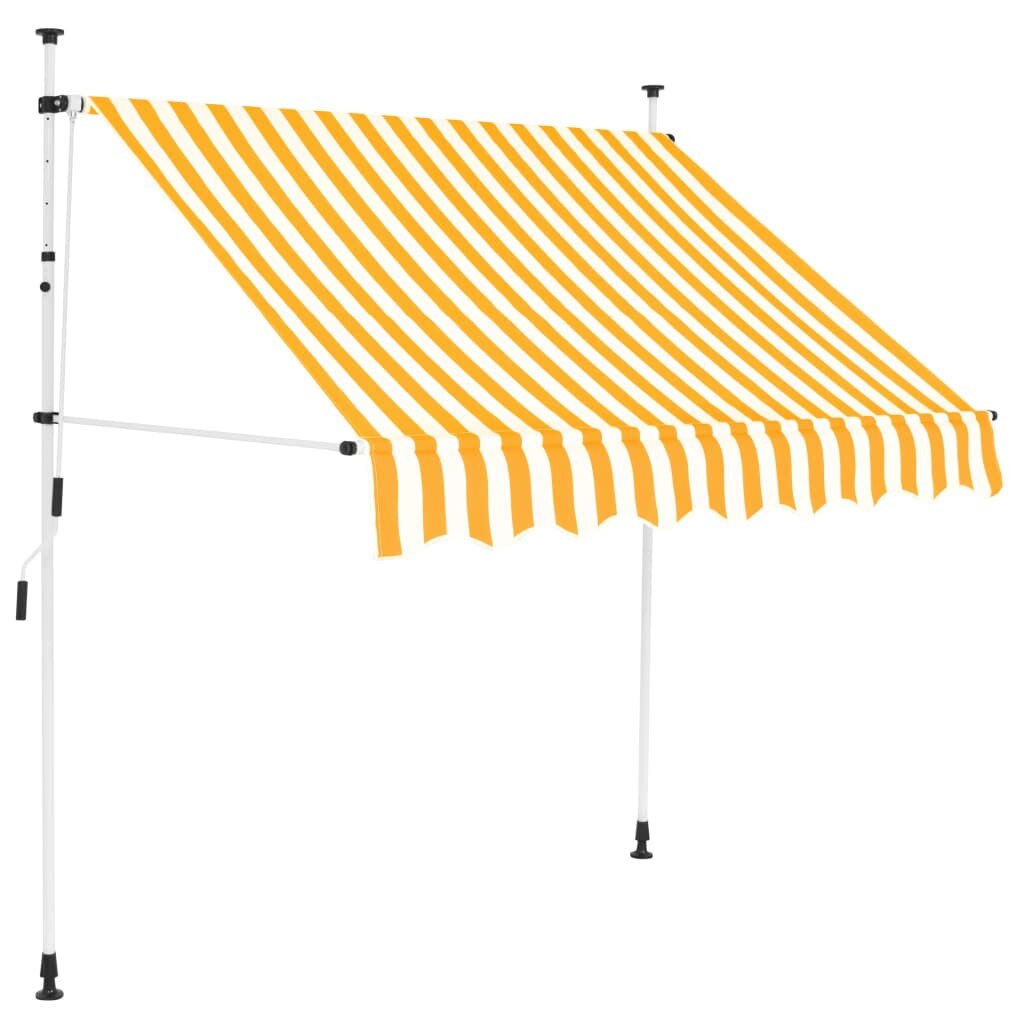 Copertina retractabila manual, vidaXL, Tesatura, Galben si alb, 150 cm