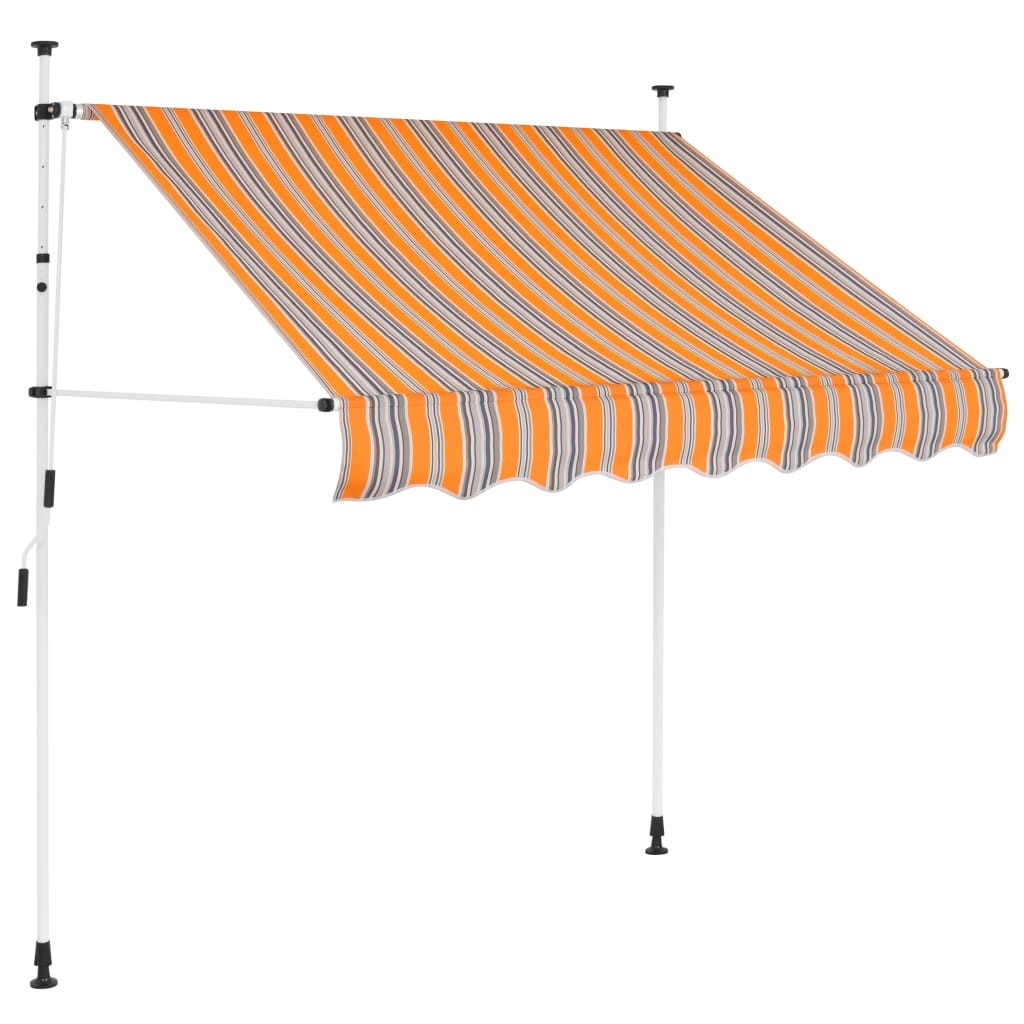 Copertina retractabila manual, vidaXL, Tesatura, Galben si albastru, 200 cm