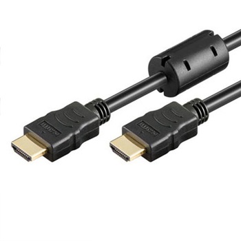 Cablu HDMI 1.4, Schrack, 2x HDMI19 Typ A tata, Ferita/Aur,Negru, 15 m Cablu HDMI 1.4, Schrack, 2x HDMI19 Typ A tata, Ferita/Aur,Negru, 15 m