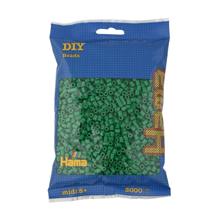 Margele de calcat HAMA MIDI VERDE, 3000 buc in pungulita