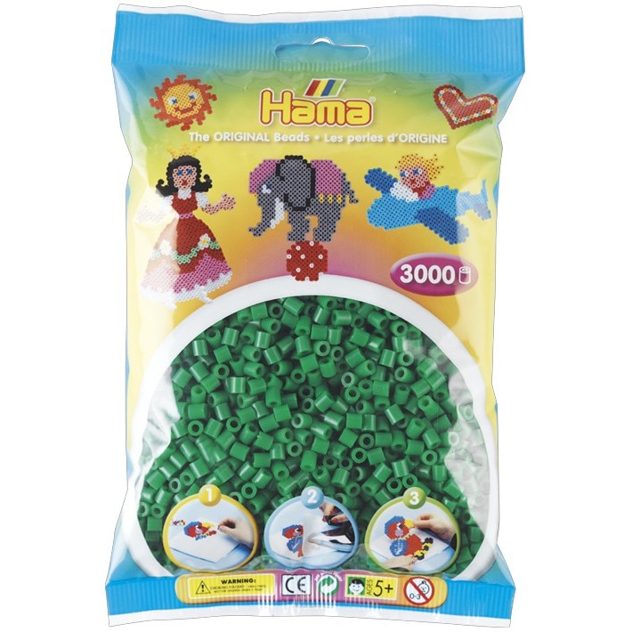 Margele de calcat HAMA MIDI VERDE, 3000 buc in pungulita