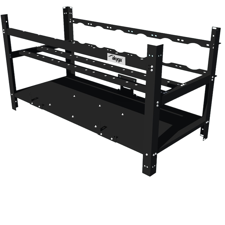 Akyga AKM081 Ház, Mining Keret, fekete, 8 GPU, PSU nélkül