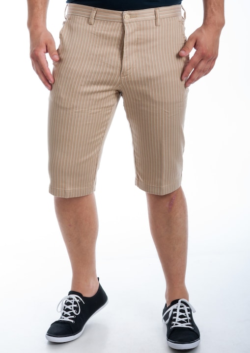 Мъжки къси панталони Rossini Ultraslim fit, Бежов с бяло райе