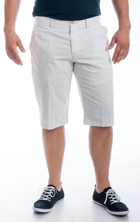 Мъжки къси панталони Rossini Slim fit, Бели с бежови райета