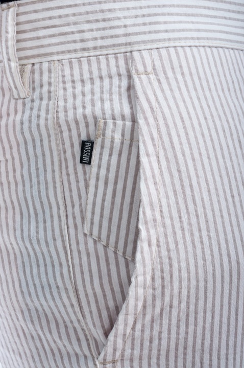 Мъжки къси панталони Rossini Slim fit, Бели с бежови райета, Размер 50