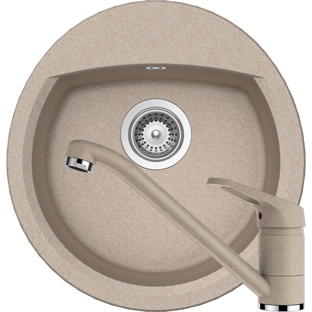 Kit chiuveta Schock Manhattan R-100 470 x 490 mm si baterie Schock Cosmo Sabbia Cristalite