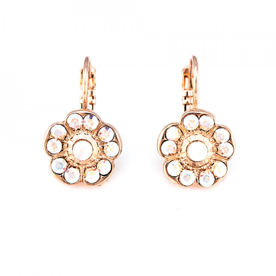 Cercei placati cu Aur roz de 24K, Cristale Swarovski, Seashell by Roxannes - Mariana Jewellery, Alb 1220-1201RG6