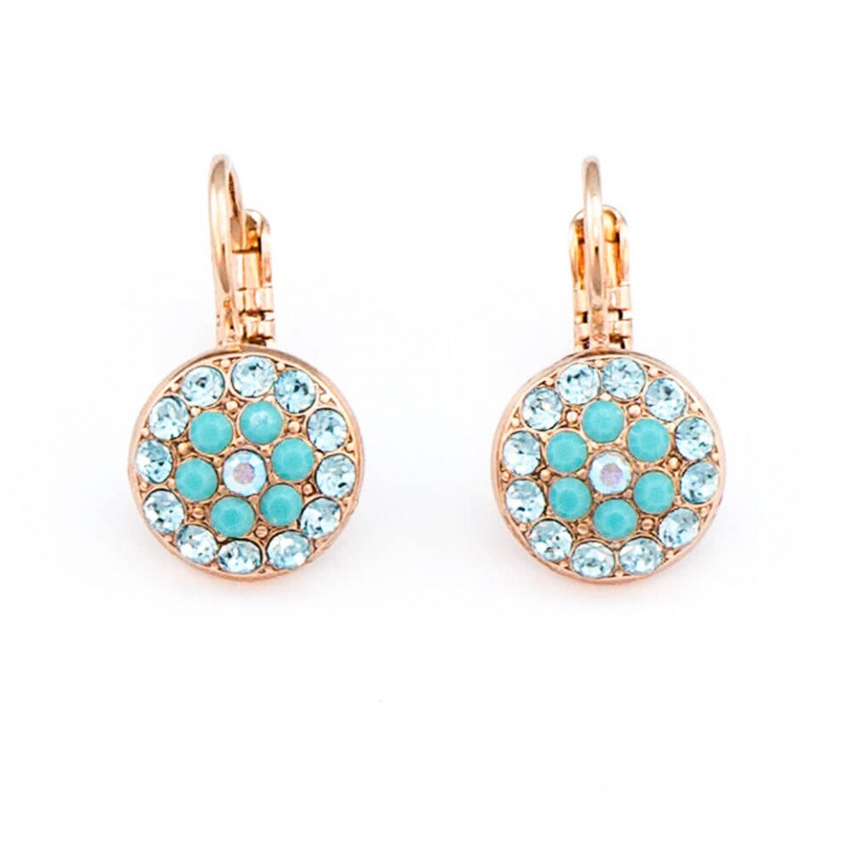 Cercei placati cu Aur roz de 24K, Cristale Swarovski, Bliss by Roxannes - Mariana Jewellery, Turquoise 1416-2672RG6