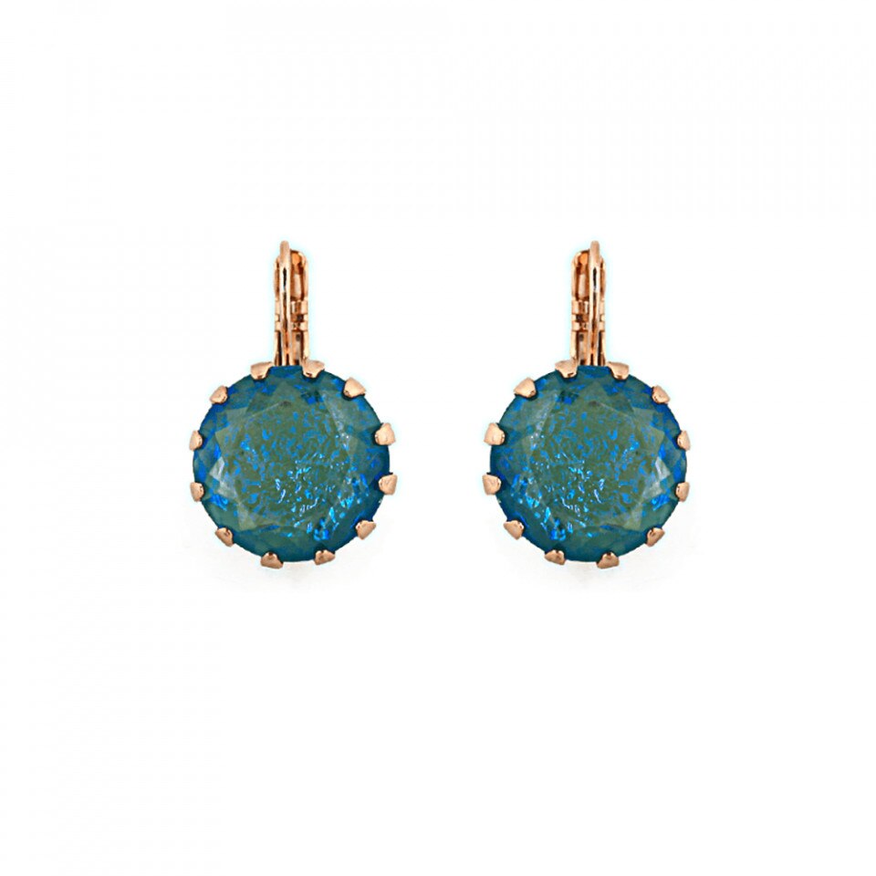 Cercei placati cu Aur roz de 24K, Cristale Swarovski, Paradise by Roxannes - Mariana Jewellery, Albastru 1133/1-61RRG6