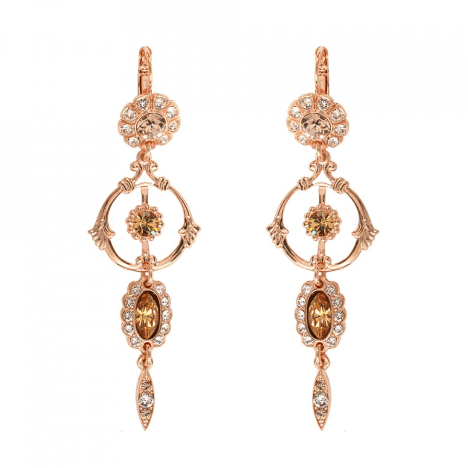 Cercei placati cu Aur roz de 24K, Cristale Swarovski, Jackie by Roxannes - Mariana Jewellery, Bej 1044-39132rg6