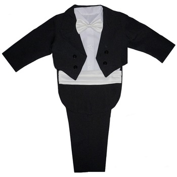 Costum frac pentru baieti, 5 piese, Little Angel, 12 luni, alb-negru Costum frac pentru baieti, 5 piese, Little Angel, 12 luni, alb-negru