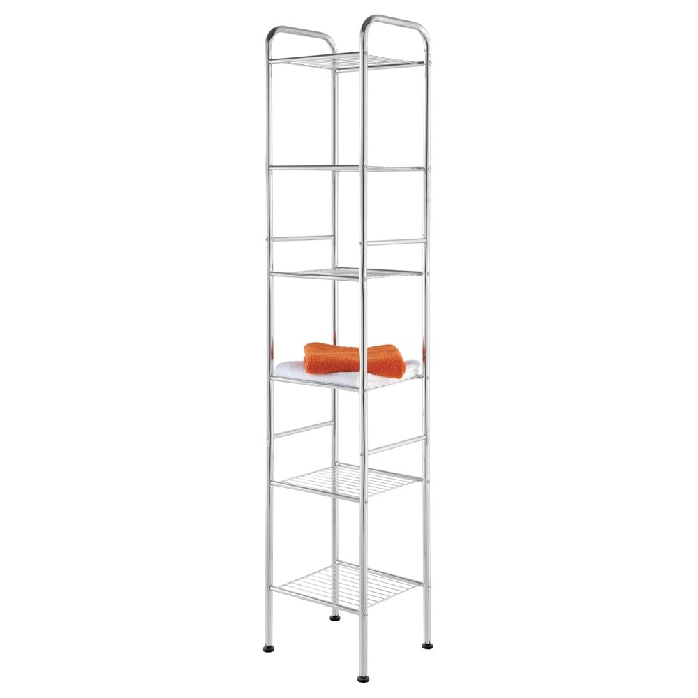 Raft multifunctional cu 6 etajere, otel cromat, argintiu, 32x170cm