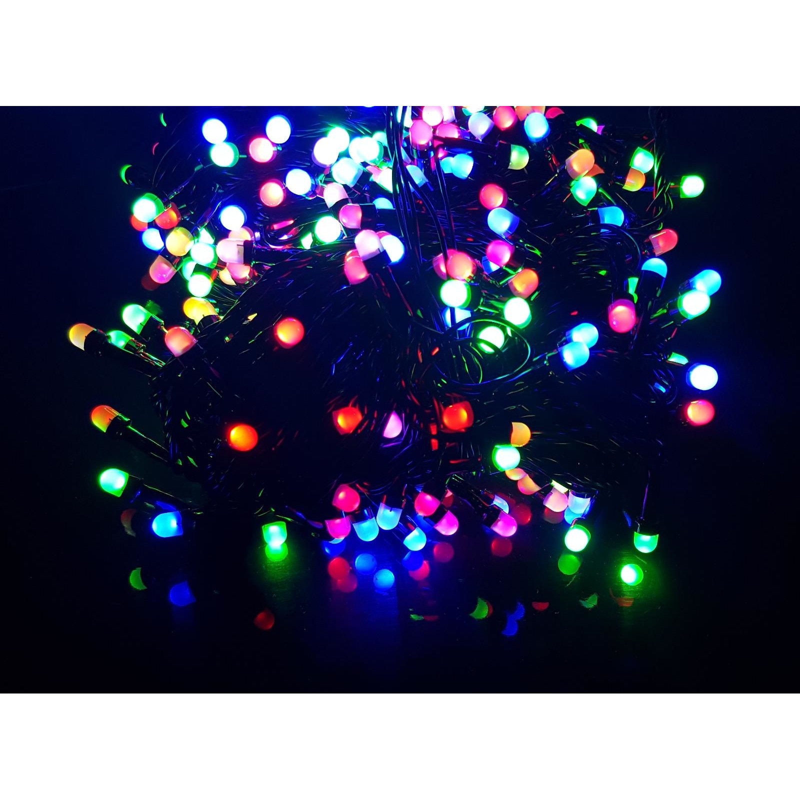 Instalatie de Craciun, 30 m, Liniara, Multicolor, 300 leduri q8, SDX, 8049M, fir negru / ghirlanda led - Sdx Market®