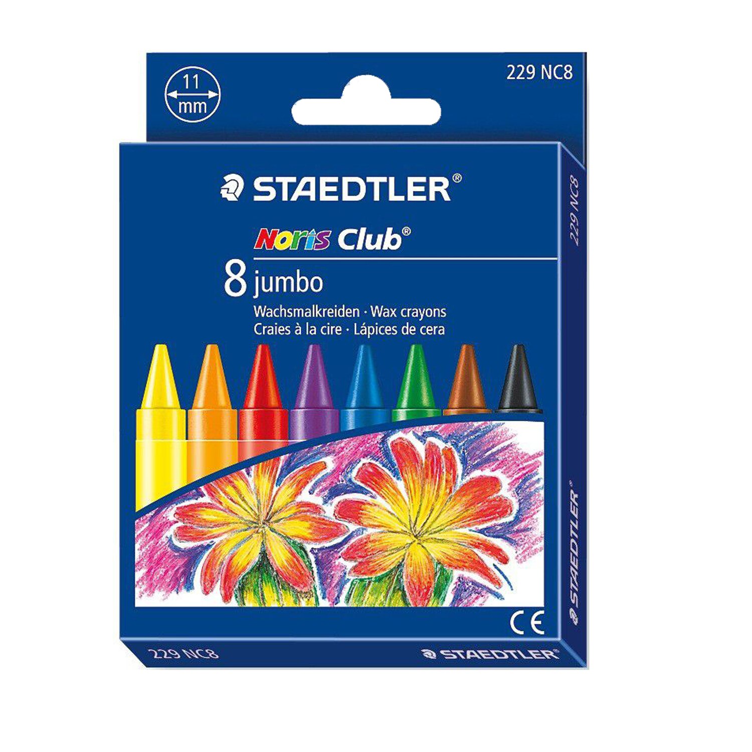 Creioane colorate cerate 11mm Staedtler Noris Jumbo 8/set ST-229-NC8