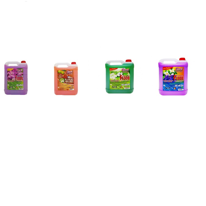 Pachet 4 detergenti pardoseli, Cloret, 5 l, Parquet, Liliac, Lacramioare, Lavanda