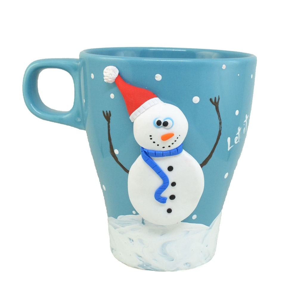 Cana Tracolla, model om de zapada, handmade, ceramica, turcoaz, 250 ml