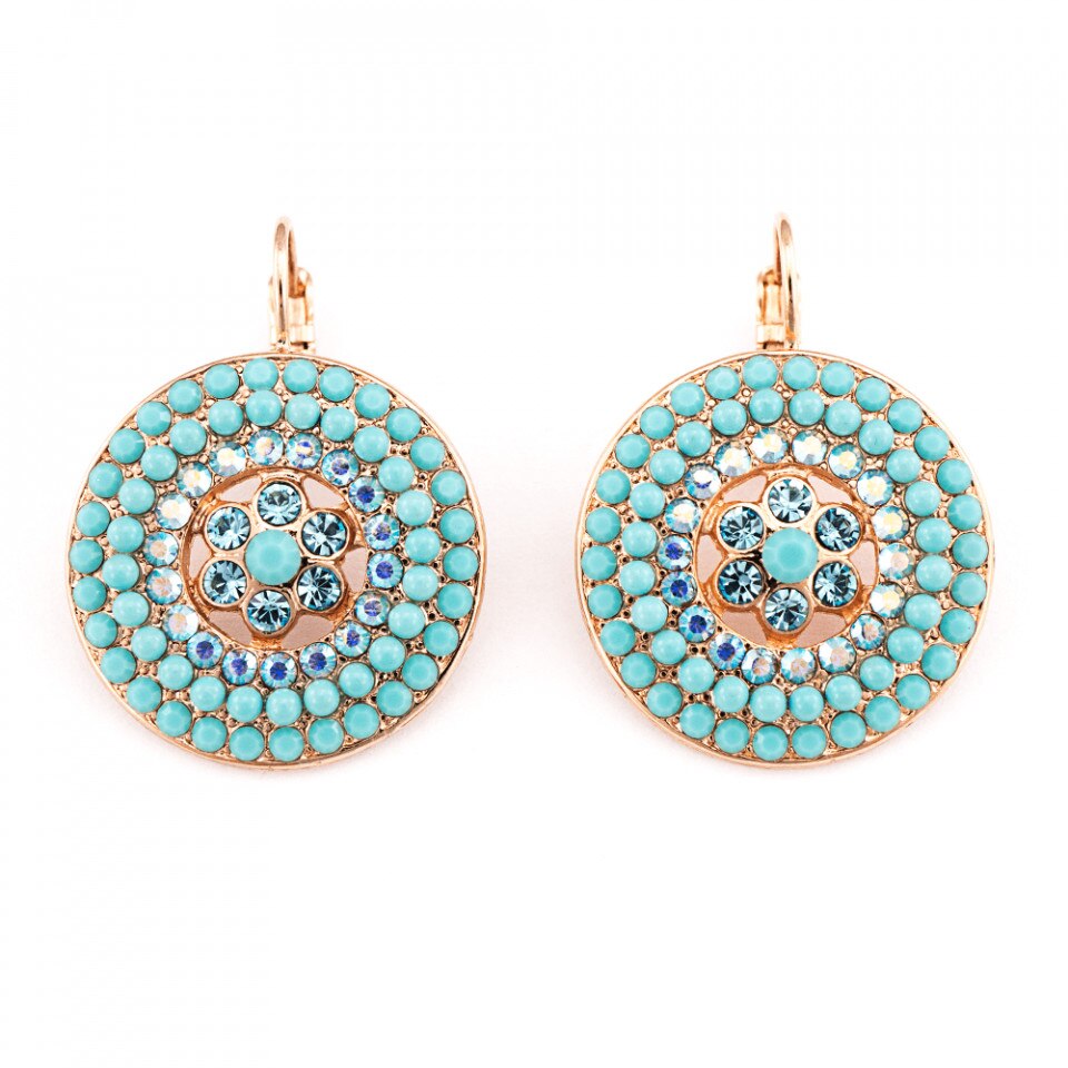 Cercei placati cu Aur roz de 24K, Cristale Swarovski, Bliss by Roxannes - Mariana Jewellery, Turquoise 1078/1-2672RG6