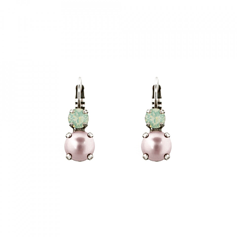 Cercei placati cu Argint 925, Cristale si perle Swarovski, Morning Glory by Roxannes - Mariana Jewellery, Vernil/Roz 1190-1342SP6