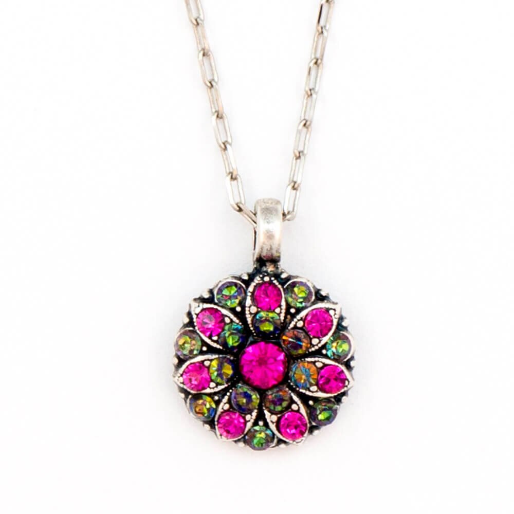 Pandantiv cu lant placat cu Argint 925, Cristale, Guardian Angel by Roxannes - Mariana Jewellery, Verde/Fuchsia 5212-502SP