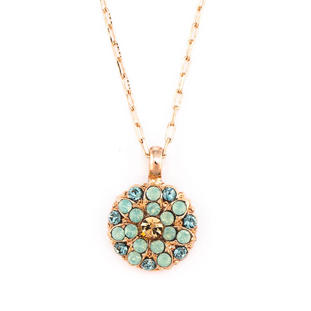 Pandantiv cu lant placat cu Aur roz de 24K, Cristale, Guardian Angel by Roxannes - Mariana Jewellery, Turquoise 5212-812RG