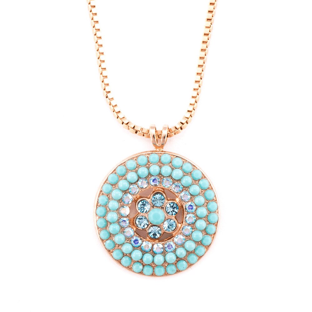 Pandantiv cu lant placat cu Aur roz de 24K, Cristale, Bliss by Roxannes - Mariana Jewellery, Turquoise 5078/1L-2672RG