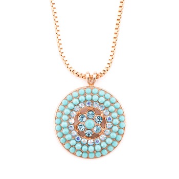 Pandantiv cu lant placat cu Aur roz de 24K, Cristale, Bliss by Roxannes - Mariana Jewellery, Turquoise 5078/1L-2672RG Pandantiv cu lant placat cu Aur roz de 24K, Cristale, Bliss by Roxannes - Mariana Jewellery, Turquoise 5078/1L-2672RG